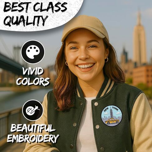 New York State Patch for Clothes City Skyline Statue of Liberty – Embroidered Iron on Patch for Backpack Jacket - Fabric Patches for Clothes Souvenirs & Gifts for Travelers ID45095 in Saudi Arabia