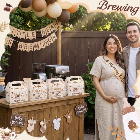 FunooFuno 12 Pcs Coffee Baby Shower Favors Gift Gable Boxes with Handles a Baby Is Brewing Brown Small Candy Treat Boxes Goodies Bags for Shower Birthday Gender Reveal Party Supplies 4 Styles in Kuwait