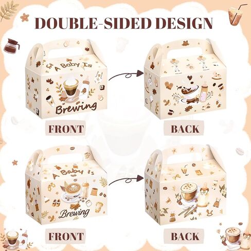 FunooFuno 12 Pcs Coffee Baby Shower Favors Gift Gable Boxes with Handles a Baby Is Brewing Brown Small Candy Treat Boxes Goodies Bags for Shower Birthday Gender Reveal Party Supplies 4 Styles in Kuwait
