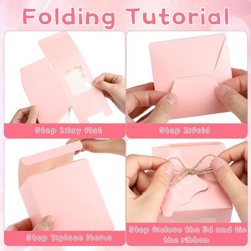 Affrolling 50 Set Pink Candle Gift Box Transparent Gift Packaging Box Bulk for 4-10 oz Candles with Thank You Tag Hemp Rope for Valentine's Day Wedding Birthday Party Favor, 3.35x3.35x3.94 Inch in Saudi Arabia