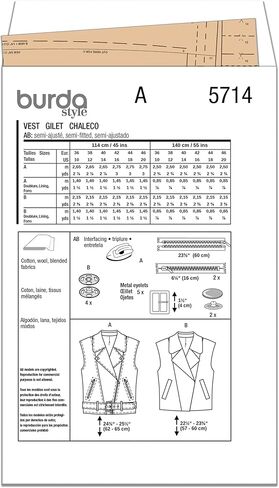 Burda Style X05714BURDA حزمة نمط خياطة سترات Misses، رمز التصميم B5714، المقاسات 10-20 (36-46) in Kuwait