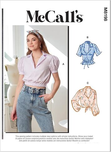 McCall's Misses' Top Sewing Pattern Kit, Code M8198, Sizes 6-8-10-12-14, Multicolor in Saudi Arabia