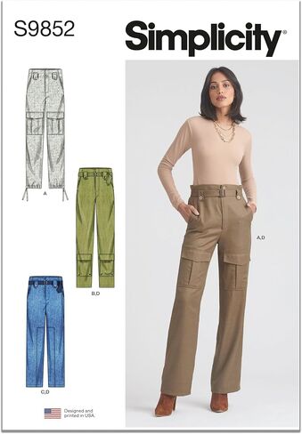 Simplicity Misses' Belt and Cargo Pants Sewing Pattern Packet, Sizes 18-20-22-24-26, Multicolor in Saudi Arabia