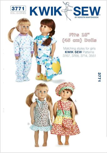 Kwik Sew K3771 Doll Clothes Sewing Pattern, Size Fits 18-Inch Dolls in Saudi Arabia