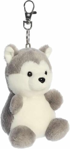 Aurora® Adorable Palm Pals™ Busky Husky™ Clip-On - قطيفة ممتعة قابلة للتجميع للأطفال والكبار - مثالية لتزيين الغرف وهدايا عيد الميلاد - رمادي 4 بوصات in Saudi Arabia