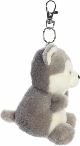 Aurora® Adorable Palm Pals™ Busky Husky™ Clip-On - قطيفة ممتعة قابلة للتجميع للأطفال والكبار - مثالية لتزيين الغرف وهدايا عيد الميلاد - رمادي 4 بوصات in Saudi Arabia
