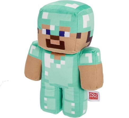 Mattel Minecraft Diamond Steve Soft Plush Collectible Pixelated Design Famous Game Character Toy for Kids 3+ Years HPP23 in Saudi Arabia