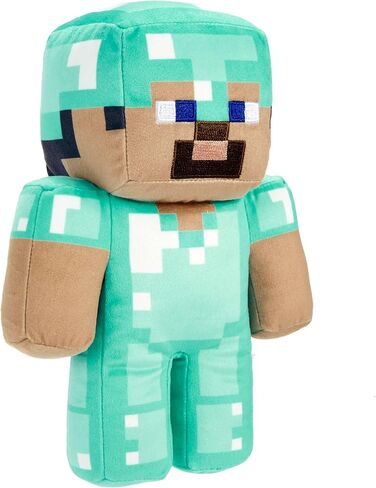Mattel Minecraft Diamond Steve Soft Plush Collectible Pixelated Design Famous Game Character Toy for Kids 3+ Years HPP23 in Saudi Arabia