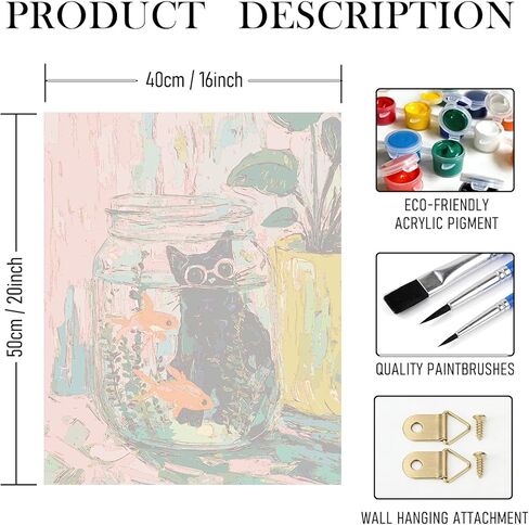 rltxbuk مجردة القطة السوداء ذهبية الطلاء بالأرقام عدة للبالغين المبتدئين والأطفال 4-12، مضحك القط الأسود الحيوان diy النفط اللوحة مجموعات على قماش مؤطرة لهدايا ديكور المنزل 16x20 في in Kuwait