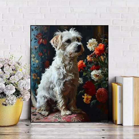 QACEYID DIY Paint by Numbers for Adults Beginner, Maltese Sitting, Paint by Numbers Kit Dog Painting by Numbers for Adults, 16" x 20" in Saudi Arabia