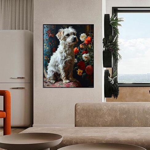 QACEYID DIY Paint by Numbers for Adults Beginner, Maltese Sitting, Paint by Numbers Kit Dog Painting by Numbers for Adults, 16" x 20" in Saudi Arabia