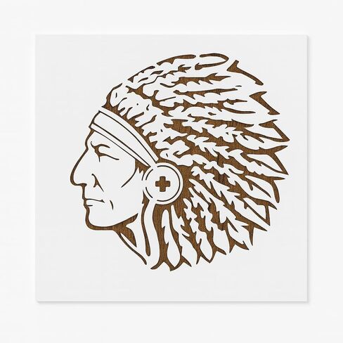 Reusable Indian Chief Head Stencil 8.5x11 Inch Custom Mylar Template For Tribal Art Painting Drawing Crafts DIY Projects in Saudi Arabia
