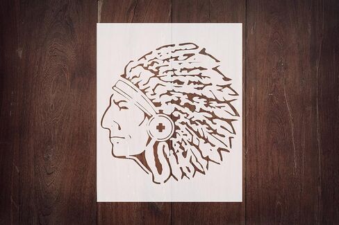Reusable Indian Chief Head Stencil 8.5x11 Inch Custom Mylar Template For Tribal Art Painting Drawing Crafts DIY Projects in Saudi Arabia