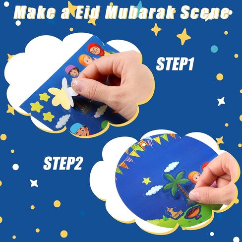 Yinder 36 Set Eid Mubarak Craft Kits Mosque Scene Stickers Eid Ramadan Craft Stickers for DIY Ramadan Crafts Religious Hanging Ornament Decoration Party Decor in Saudi Arabia