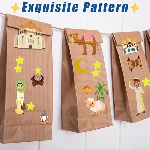 Yinder 36 Set Eid Mubarak Craft Kits Mosque Scene Stickers Eid Ramadan Craft Stickers for DIY Ramadan Crafts Religious Hanging Ornament Decoration Party Decor in Saudi Arabia