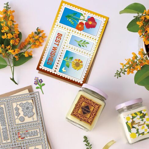GLOBLELAND Flower Postage Stamp Cutting Dies for Card Making Sunflowers Daisies Metal Die Cuts Plants Best Wishes Border Die Cut Dies for DIY Embossing Scrapbooking Paper Crafts Decor in Saudi Arabia