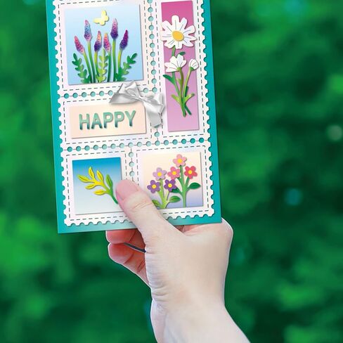 GLOBLELAND Flower Postage Stamp Cutting Dies for Card Making Sunflowers Daisies Metal Die Cuts Plants Best Wishes Border Die Cut Dies for DIY Embossing Scrapbooking Paper Crafts Decor in Saudi Arabia