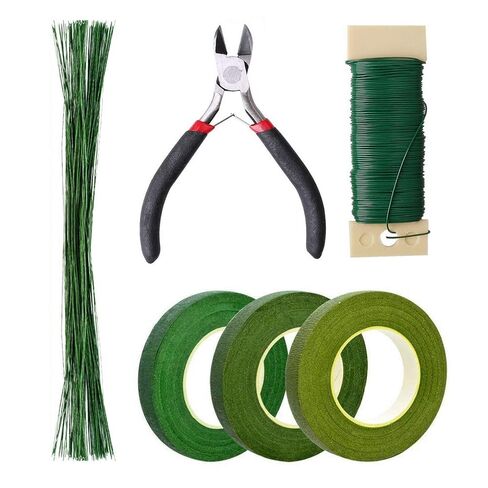 Floral Arrangement Kit, Floral Tape and Floral Wire with Cutter,Green Floral Tape 22 Guage Floral Stem Wire 26 Gauge Green Floral Wire for Bouquet Stem Wrap Florist, Wreath Making Supplies in Kuwait