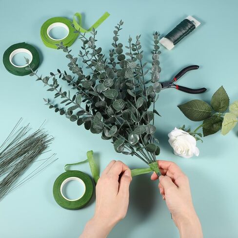 Floral Arrangement Kit, Floral Tape and Floral Wire with Cutter,Green Floral Tape 22 Guage Floral Stem Wire 26 Gauge Green Floral Wire for Bouquet Stem Wrap Florist, Wreath Making Supplies in Kuwait