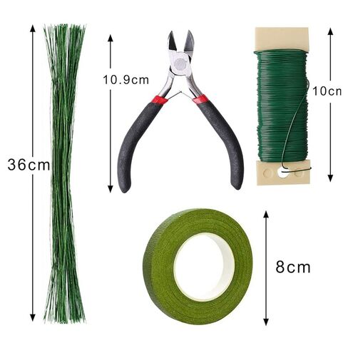 Floral Arrangement Kit, Floral Tape and Floral Wire with Cutter,Green Floral Tape 22 Guage Floral Stem Wire 26 Gauge Green Floral Wire for Bouquet Stem Wrap Florist, Wreath Making Supplies in Kuwait