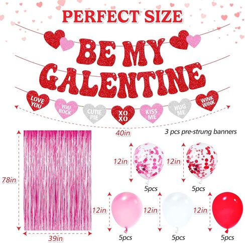 Happy Galentine’s Day Party Decorations Set Be My Galentine Banner Ladies Celebrating Ladies Theme Valentine’s Day Décor Pink Foil Curtains Balloons Girls Galentine’s Day Party Supplies in Kuwait