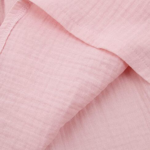 فستان IZYJOY للفتيات الصغيرات من القطن والكتان بأكمام طويلة ورقبة دائرية وأزرار سفلية وحزام قابل للتعديل فستان كاجوال للخريف الأبيض in Kuwait