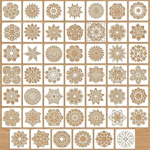 48pcs Mandala Painting Stencils Set for Craft Reusable, 3.6" Template for Painting Wood Wall Furniture Canvas Paint Supplies Home Decor in Saudi Arabia