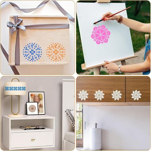 48pcs Mandala Painting Stencils Set for Craft Reusable, 3.6" Template for Painting Wood Wall Furniture Canvas Paint Supplies Home Decor in Saudi Arabia