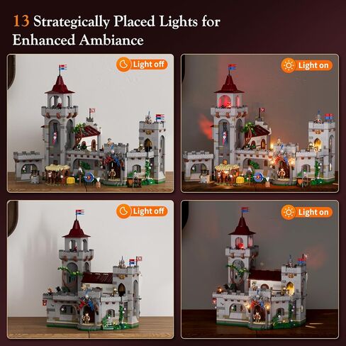 Medieval Guard Post Lighting Building Bricks Set - Middle Ages Castle Modular Collection Display Kit with Minifigures 2945 Pcs for Adults & Teens in Kuwait