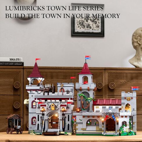 Medieval Guard Post Lighting Building Bricks Set - Middle Ages Castle Modular Collection Display Kit with Minifigures 2945 Pcs for Adults & Teens in Kuwait