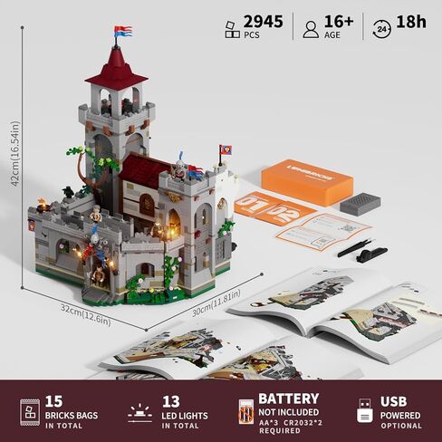 Medieval Guard Post Lighting Building Bricks Set - Middle Ages Castle Modular Collection Display Kit with Minifigures 2945 Pcs for Adults & Teens in Kuwait