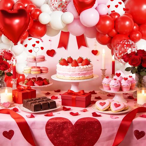 Valentines Day Balloon Arch Garland Kit, Valentine Pink White Red Heart I LOVE YOU Balloons with Rose Petals for Bachelorette Bridal Engagement Birthday Galentines Valentines Party Decorations in Saudi Arabia