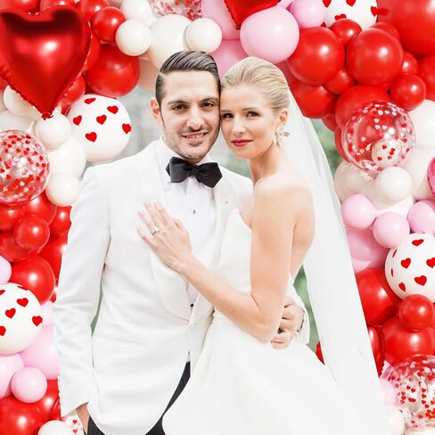 Valentines Day Balloon Arch Garland Kit, Valentine Pink White Red Heart I LOVE YOU Balloons with Rose Petals for Bachelorette Bridal Engagement Birthday Galentines Valentines Party Decorations in Saudi Arabia