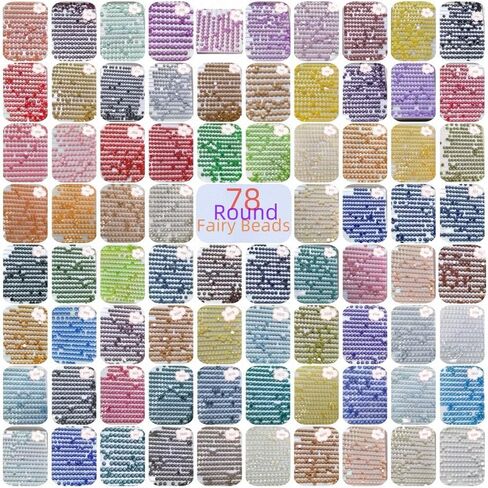 78000PCS Fairy Beads for Diamond Painting, Diamond Painting Accessories, 78 Colors Round Drills for Crafts, Bead Art or Nails Art, 2.8MM in Saudi Arabia