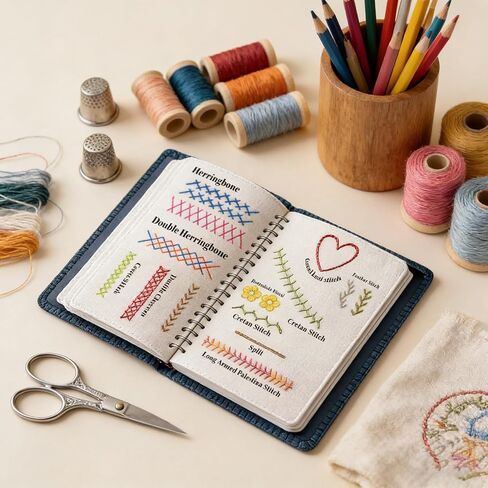 Aimery 2026 New Embroidery Pattern Set,Embroidery Stitch Book, Includes 106 Universal Stitch Patterns, A Complete Tool Kit, and Embroidery Tutorials, Suitable for Beginners and DIY Enthusiasts. (1) in Saudi Arabia