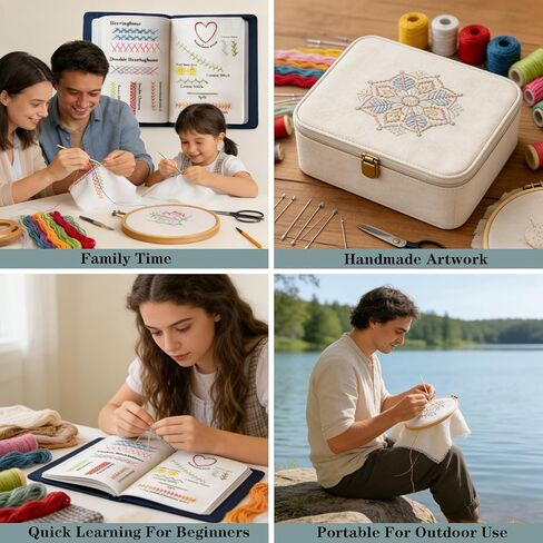 Aimery 2026 New Embroidery Pattern Set,Embroidery Stitch Book, Includes 106 Universal Stitch Patterns, A Complete Tool Kit, and Embroidery Tutorials, Suitable for Beginners and DIY Enthusiasts. (1) in Saudi Arabia