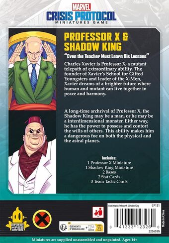 Marvel: Crisis Protocol Professor X & Shadow King CHARACTER PACK - متلاعبون غامضون بقدرات فريدة! لعبة الأبطال الخارقين على الطاولة، للأعمار من 14 عامًا فما فوق، لاعبان، 90 دقيقة من وقت اللعب، مصنوعة بواسطة Atomic Mass Games in Saudi Arabia