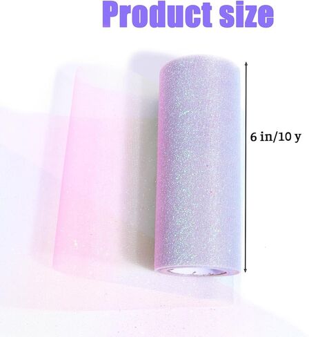 Glitter Rainbow Tulle Rolls 6 inch x 10 Yards Rainbow Fabric Pink Glitter Tulle Ribbon Roll for Table Runner, Table Skirt, Chair Sash, Sewing Crafting Birthday Baby Shower Wedding Christmas in Saudi Arabia