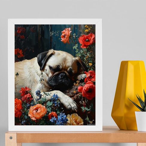 SVINOILER DIY Paint by Numbers for Adults Beginner, Affectionate Pug Snuggling, Paint by Numbers Kit Dog Painting by Numbers for Adults, 16"x 20", Lively in Saudi Arabia