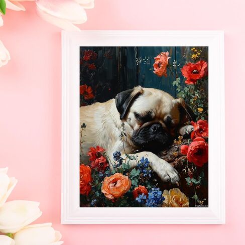 SVINOILER DIY Paint by Numbers for Adults Beginner, Affectionate Pug Snuggling, Paint by Numbers Kit Dog Painting by Numbers for Adults, 16"x 20", Lively in Saudi Arabia