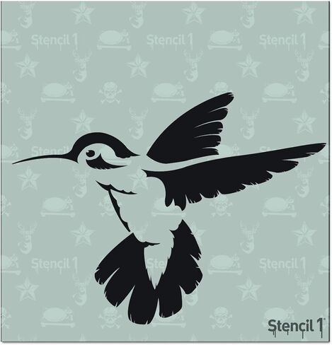 Stencil1 Bird Stencil استنسل عالي الجودة وقابل لإعادة الاستخدام للرسم والفنون والحرف اليدوية والرسم - عناصر تزيين وديكور على أقمشة الجدران والأثاث - استنسل الطائر الطنان - 5.75 بوصة × 6 بوصة in Saudi Arabia