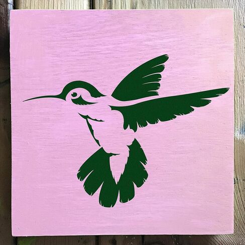 Stencil1 Bird Stencil استنسل عالي الجودة وقابل لإعادة الاستخدام للرسم والفنون والحرف اليدوية والرسم - عناصر تزيين وديكور على أقمشة الجدران والأثاث - استنسل الطائر الطنان - 5.75 بوصة × 6 بوصة in Saudi Arabia