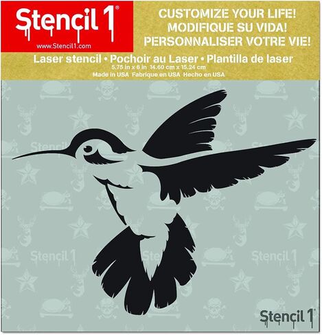 Stencil1 Bird Stencil استنسل عالي الجودة وقابل لإعادة الاستخدام للرسم والفنون والحرف اليدوية والرسم - عناصر تزيين وديكور على أقمشة الجدران والأثاث - استنسل الطائر الطنان - 5.75 بوصة × 6 بوصة in Saudi Arabia