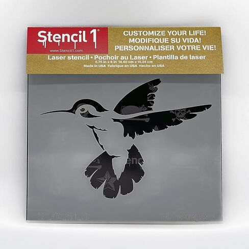 Stencil1 Bird Stencil استنسل عالي الجودة وقابل لإعادة الاستخدام للرسم والفنون والحرف اليدوية والرسم - عناصر تزيين وديكور على أقمشة الجدران والأثاث - استنسل الطائر الطنان - 5.75 بوصة × 6 بوصة in Saudi Arabia