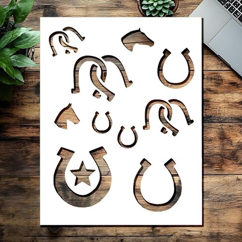 Horseshoe Stencil 8.5 x 11 Inch Reusable Mylar Template for DIY Crafts Wall Art Wood Signs and Painting Projects in Saudi Arabia