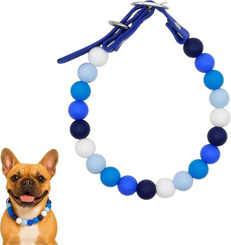 Silicone Pastel Color Bead Pet Collar, Handmade Adjustable Dog Collar with Metal Buckle, Waterproof Lightweight Design, Pastel Colors, 6 Styles (Pink Shades, M (14-17'' Neck)) in Saudi Arabia