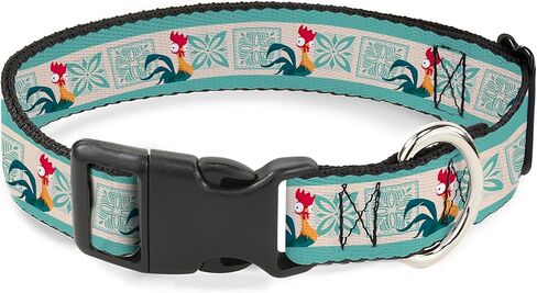 Disney Pet Collar, Dog Collar Plastic Buckle, Moana HEI HEI The Rooster and Icon Blocks White Light Green, 15 to 24 Inches 1.0 Inch Wide in Saudi Arabia
