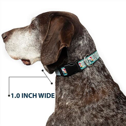 Disney Pet Collar, Dog Collar Plastic Buckle, Moana HEI HEI The Rooster and Icon Blocks White Light Green, 15 to 24 Inches 1.0 Inch Wide in Saudi Arabia