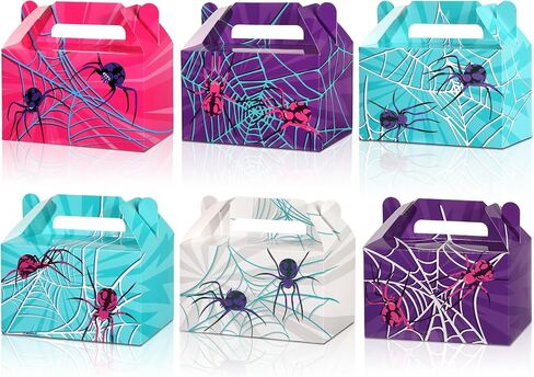 12 Pcs Spider Party Favor Boxes for Girls Spiderweb Birthday Party Supplies Spider Candy Gable Boxes Halloween Spiderweb Theme Table Decorations for Comic Heroes fans Kids Baby Shower Parties in Saudi Arabia