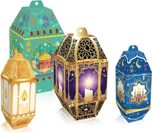 24 Pcs Four styles Moon Festival Party Favors Candy Gift Boxes,Ramadan Inspired Designs, Perfect for Holiday Gifts, Parties, and Religious Celebration Supplies in Saudi Arabia